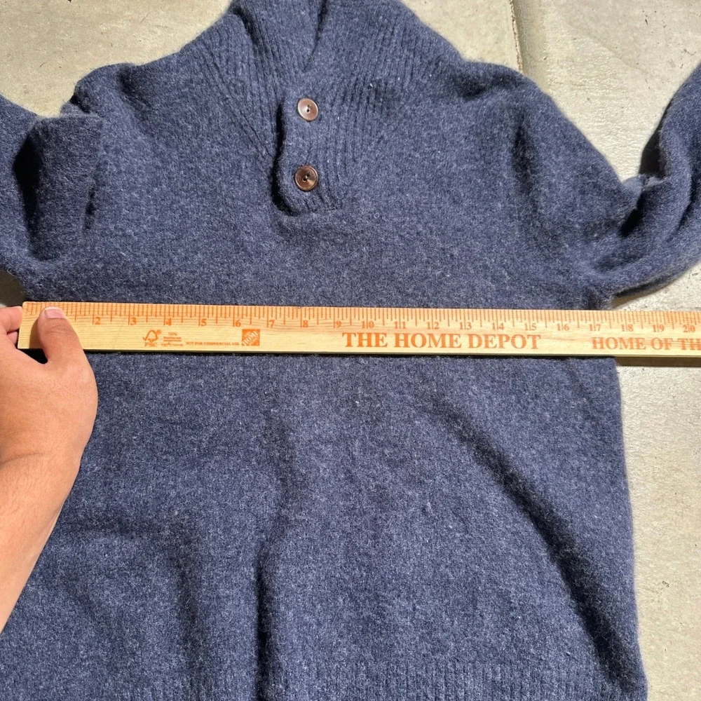 J.‎ Crew Rugged Merino Wool Blend Shawl Collar Sweater Mens Medium Blue Knit